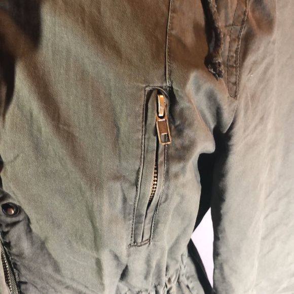 Ambiance Olive Green Jacket Size Med. /Army Style Olive Drab Green Cotton Outer - Picture 4 of 16